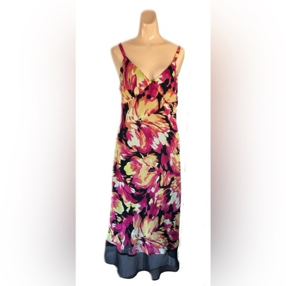 Mlle Gabriello Long Floral Dress Shear Bottom Hem Size 6